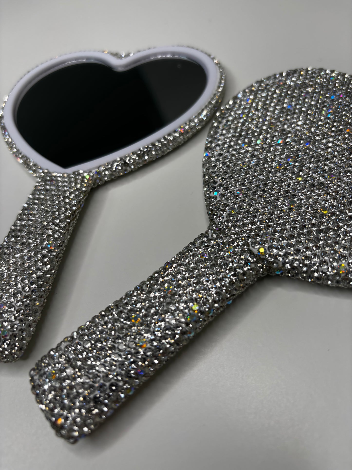 Heart Shape Diamonte Mirror